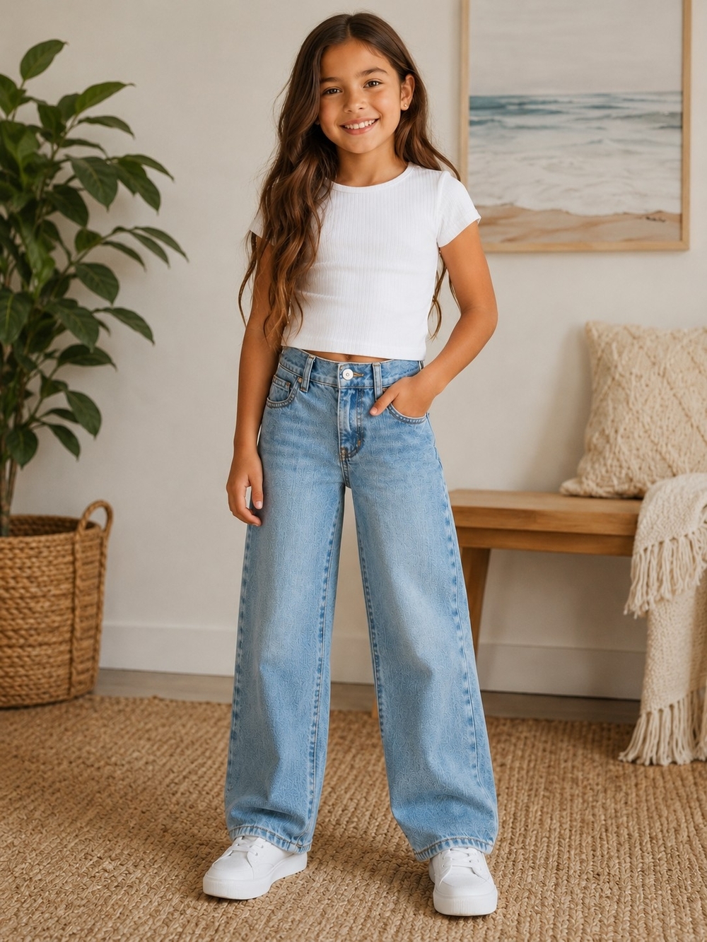 Old Navy Girls Size 7 Regular Straight Leg Jeans Adjustable Waist NWT